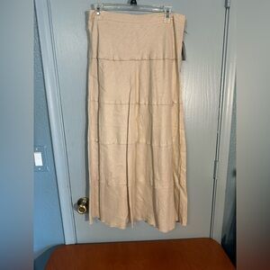 Dress Barn cream maxi skirt, 36” long, side zipper, 8, NWT